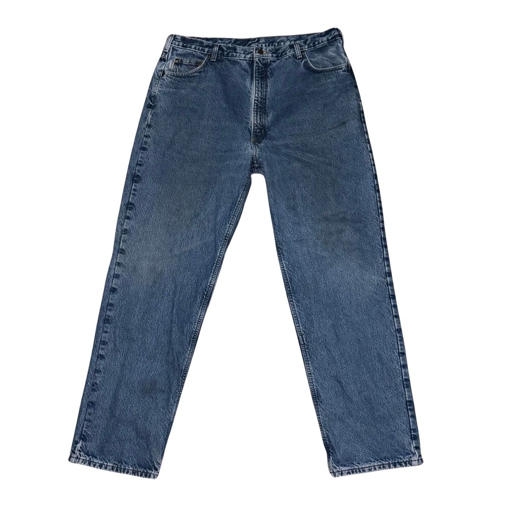 Carhartt Jeans Mens 42x34 Blue Denim Workwear Flannel Lined Relaxed Fit B172 DST